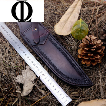 ol手工刀皮鞘刀套 牛皮套 意大利植鞣牛皮刀套头层 纯手工雕花牛皮 已