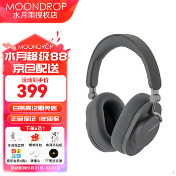 水月雨羽翼 Edge 头戴式蓝牙耳机ANC主动降噪便携可折叠hifi长续航蓝牙5.4头戴耳机 羽翼edge 灰色