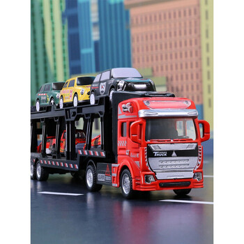 曼影(manying)大型运输大卡车拉小汽车儿童合金车玩具男孩双层平板