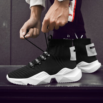 鞋子男潮鞋运动时尚鞋高邦aj1空军一号篮球鞋男鞋 8881黑色【袜子鞋】