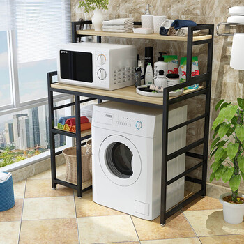 洗衣机置物架落地滚筒洗衣机架子多功能储物架阳台卫生间收纳架 c款黑