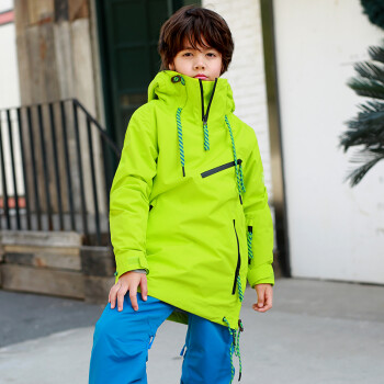 RUNNING RIVER奔流 儿童 冬季 户外运动单板保暖防风中性滑雪服夹克上衣W7745 黄绿色W7745N-512薄 120cm/S