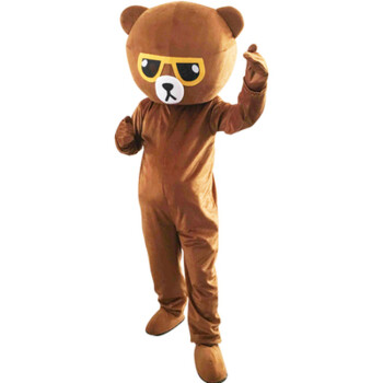 网红熊抖音熊卡通人偶服装发传单熊衣服连体成人玩偶布朗熊 黄色眼镜