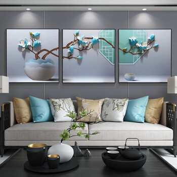 a京东家装节 客厅装饰画壁画卧室浮雕挂画餐厅新中式画现代简约墙画