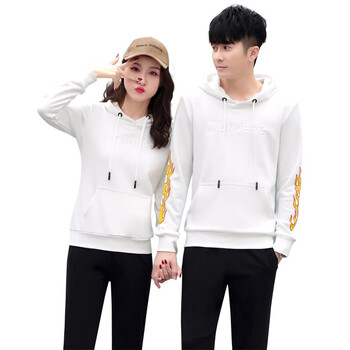 珏锦熙 运动套装男女秋季卫衣运动裤情侣休闲跑步健身运动服 白色