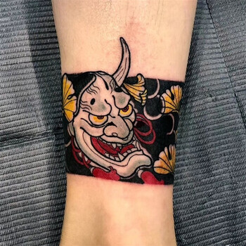 纹身贴纸 男 防水男女持久浮世绘手臂黑暗系般若原创臂环纹身贴男潮满