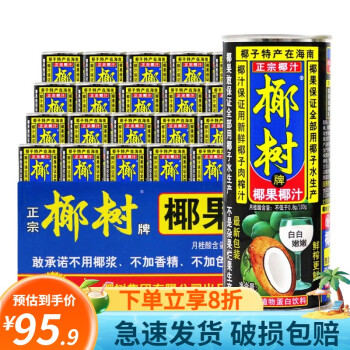 椰树海南椰树椰汁/椰子水饮料 正宗椰树牌椰子汁椰奶 植物蛋白饮料 椰树椰果椰汁250ml*24听/箱