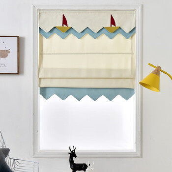 罗马窗帘儿童北欧拉升降帘卧室遮光书房飘窗小窗户简约现代 米色款