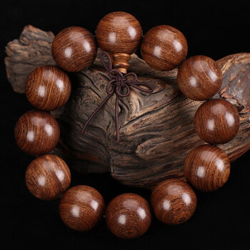 静汝玉金丝檀佛珠顺纹手链檀木佛珠手串男女情侣款