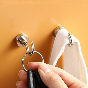 恒愎无痕磁吸挂钩磁铁磁力粘钩固定吸铁石冰箱吸钩免钉吸铁石旋转挂钩