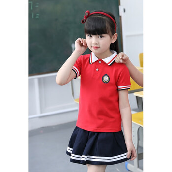 校服小中大班幼儿园园服夏装短袖套装纯棉儿童班服夏天小学生校服红色