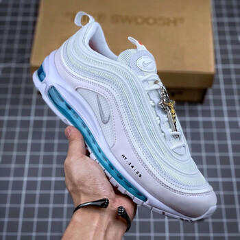 max97反光全掌气垫鞋耶稣圣跑步鞋运动休闲鞋nike 耶稣圣水蓝(高品质)