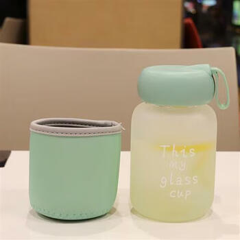 大肚玻璃杯可爱磨砂随手杯带茶隔防漏水杯小清新简约学生花茶杯女33ml