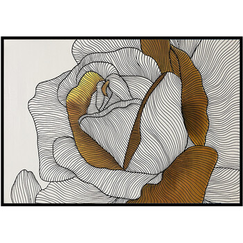 抽象花卉装饰画 餐厅 北欧纯手绘金箔抽象线条花卉油画北欧式客餐厅