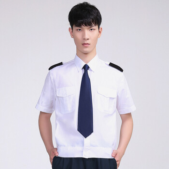 保安服短袖衬衣男物业小区门卫夏季工作服装制服保安服夏装工装 白色
