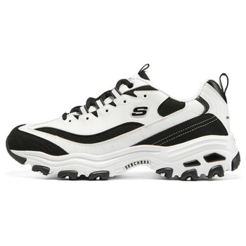 斯凯奇skechersdlites10织物革拼色运动低帮老爹鞋男款白黑色44