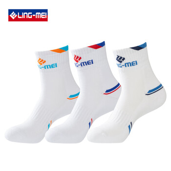翎美（LING-MEI）羽毛球袜中筒男款运动袜加厚毛巾底吸汗透气专业防滑减震AS105 AS105蓝红（一双装） 均码