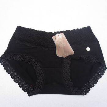6条俏妮芬女士天丝蕾丝性感中腰女三角内裤 黑色 m(160/65)