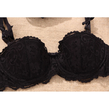 1/2浪漫白色新娘胸罩聚拢内衣 黑色 70e