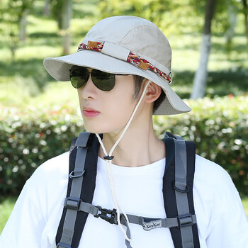 登山帽男 户外夏天旅游帽子男防晒帽民族风太阳帽男士骑车遮阳帽透气