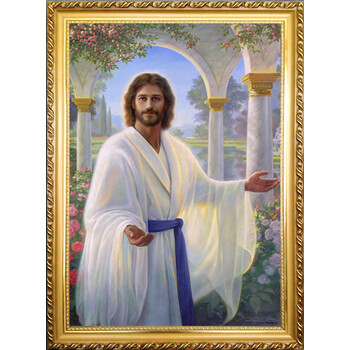 耶稣画像基督天主教信仰教堂主内装饰画有框画壁挂画艺术客厅墙画