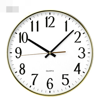 挂钟简约创意潮流钟表扫秒机芯清晰壁挂时钟 sx676d圆盘金框(34*34*4