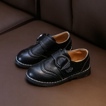 男童皮鞋2019春季新款中大童时尚百搭豆豆鞋小学生黑色男孩表演鞋