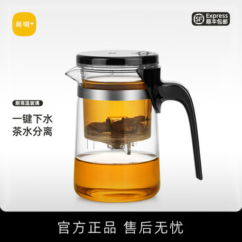 尚明（SAMADOYO）过滤飘逸杯玻璃茶壶一键过滤小容量耐高温家用泡茶壶茶道泡茶器 单壶500ml