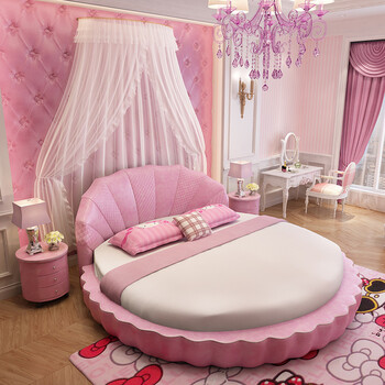 欧式新品现代时尚圆床软体欧式真皮床婚床双人床公主 2米真皮圆床