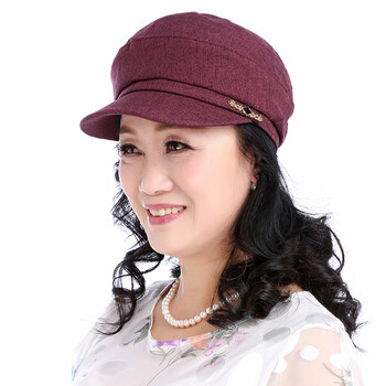 中老年女帽春秋女士时装帽遮阳帽老年人帽子秋季中年妈妈布帽盆帽 酒