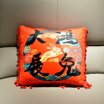 京佳国潮兔抱枕兔年吉祥物公仔毛绒玩具生肖年货新年居家装饰吉祥如意