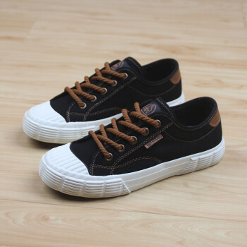 人本官方帆布鞋女夏季韩版学生休闲鞋百搭旗舰平底薄款板鞋子女潮黑棕