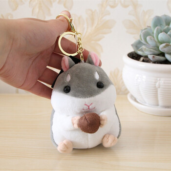 卡佰索可爱仓鼠公仔玩偶小挂件钥匙扣小松鼠背包包挂链毛绒饰品玩 灰