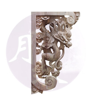 东阳木雕中式装饰古建寺庙斜撑牛腿雀替玄关梁托实木角花龙凤狮子 龙