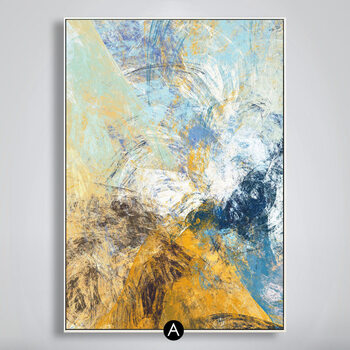 色彩密码 北欧风格手绘油画 现代简约抽象竖款玄关办公室装饰墙画 a款