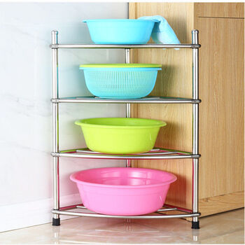 置物架厨房脸盆架卫生间收纳架多层不锈钢储物三角架货架鞋架整理