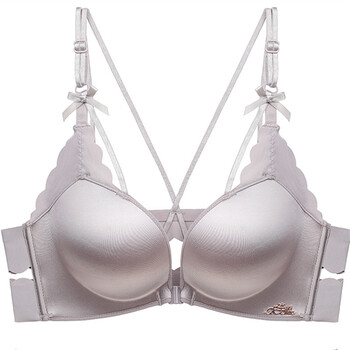 a杯前扣美背内衣女文胸聚拢小胸性感惑无钢圈加厚上托超厚8cm 摩卡色