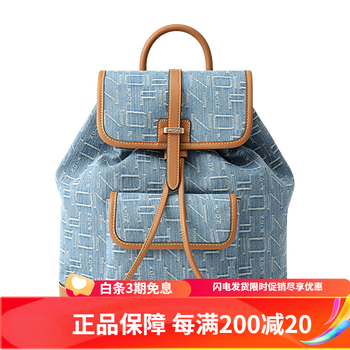 fion菲安妮双肩包女包2025新款百搭牛仔大容量单肩背包faafanl001蓝驼