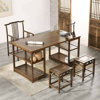 实木书法桌新中式简约办公桌画案家用禅意写字台 1.