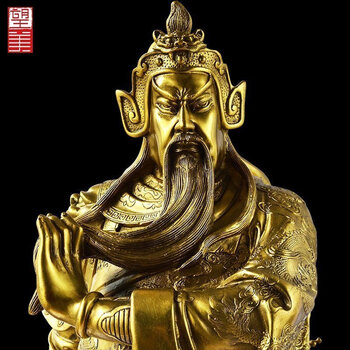 望美关公摆件纯铜武财神关公铜像办公室开业礼品大号紫