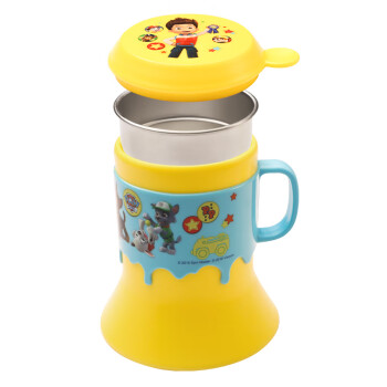 汪汪队立大功 PAW PATROL 儿童不锈钢宝宝隔热拆分牛奶杯卡通手柄阿奇创意小喇叭杯碗可玩的玩具杯碗黄色