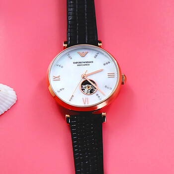 阿玛尼armani女机械腕表满天星时尚镶钻镂空皮带女士腕表ar6004734mm