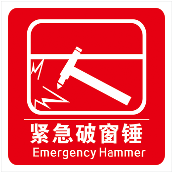 安全锤操作使用方法标识标志标贴纸紧急破窗锤敲击应急出口图示贴纸ti
