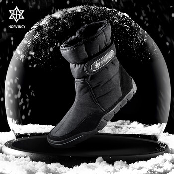 防滑中筒雪地靴加绒加厚保暖雪地靴纯黑色秋冬季棉鞋潮男靴太空黑39