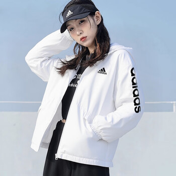 阿迪达斯外套女秋季新款梭织透气防风衣连帽运动