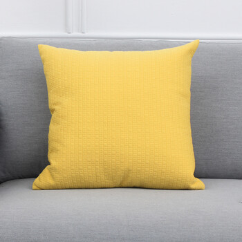 暗纹格子抱枕靠垫 沙发靠包方形枕 简约现代 北欧风ins抱枕 明亮黄