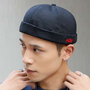 瓜皮帽男夏季0801地主帽男瓜皮帽男士夏季时尚潮嘻哈西瓜帽遮阳帽无沿