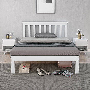 8x2米次卧床 简约北欧小户型90cm单人床成人实木白色床1m米加高腿储物