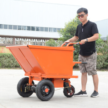 工地電動手推三輪車 小推車灰斗車室內搬運車農用建築水泥翻斗車 手推