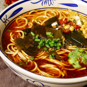 湖北特产襄阳海带面干碱水面麻辣牛油味带调味料包6人份6包装1188g